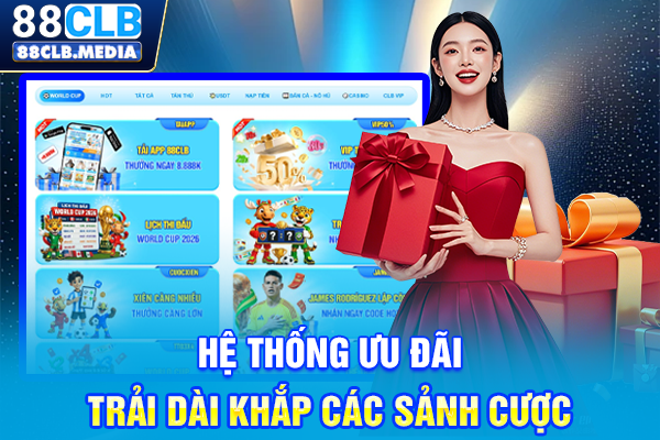 Hệ thống ưu đãi trải dài khắp các sảnh cược